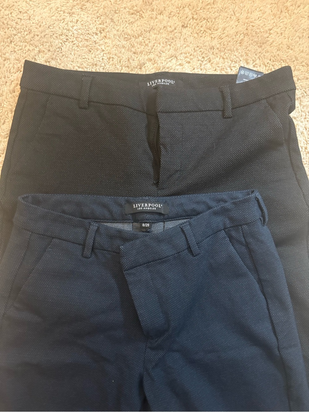 2 Pairs Liverpool Tweed Textured Dress Pants Navy and Black/ Grey 8/29